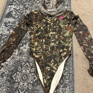 Nike Camouflage Bodysuit with Pink Logo